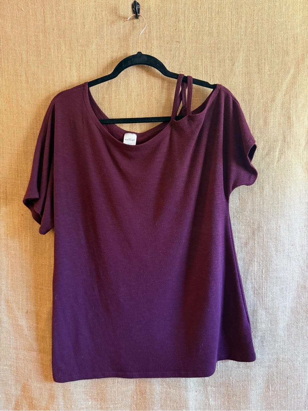 KaleighWomen's Plum Short-Sleeve Top with Asymmetric Strap Detail